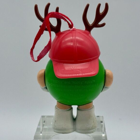 M&M's Mini Character Christmas Theme Green With Red Hat With Antlers 4" - Picture 2 of 3